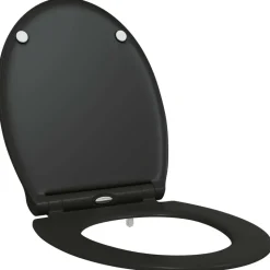 vidaXL Toiletzitting Zwart 47 x 37,5 x 3,8 cm Duroplast