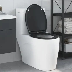 vidaXL Toiletzitting Zwart 47 x 37,5 x 3,8 cm Duroplast