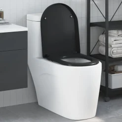 vidaXL Toiletzitting Zwart 49 x 36 x 4 cm Duroplast