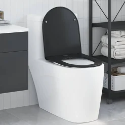 vidaXL Toiletzitting Zwart 47 x 36 x 3,4 cm Duroplast