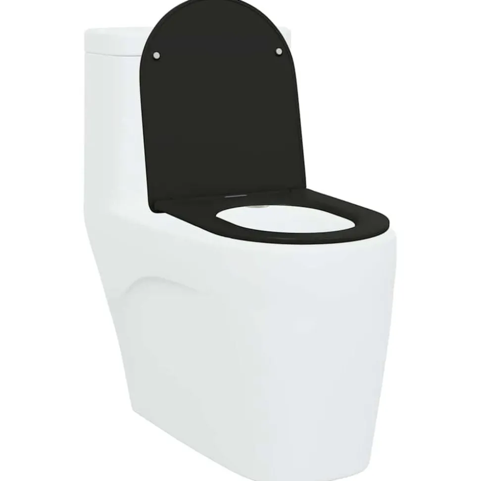 vidaXL Toiletzitting Zwart 47 x 36 x 3,4 cm Duroplast