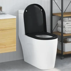 vidaXL Toiletzitting Zwart 48 x 36,5 x 4,5 cm Polypropyleen