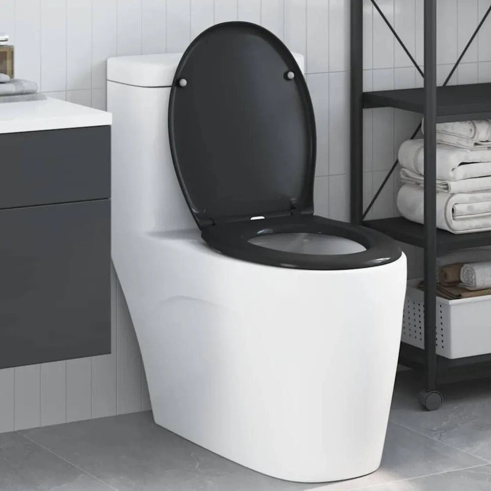 vidaXL Toiletzitting Zwart 47 x 37 x 4 cm Duroplast
