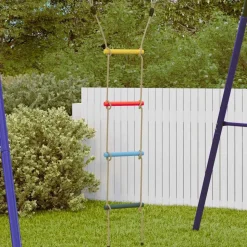 vidaXL Touwladder voor kinderen met 4 sporten meerkleurig