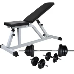 vidaXL Trainingsbank met halterset 60,5 kg