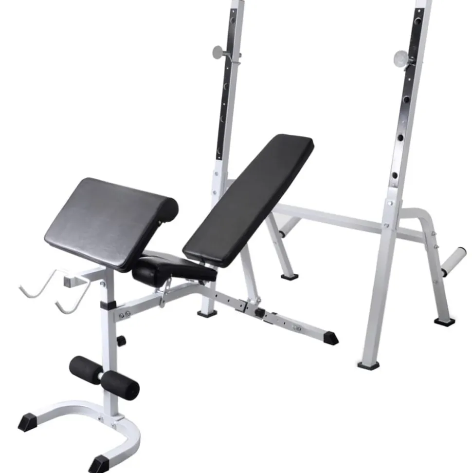 vidaXL Trainingsbank met gewichtenrek en halterset 60,5 kg