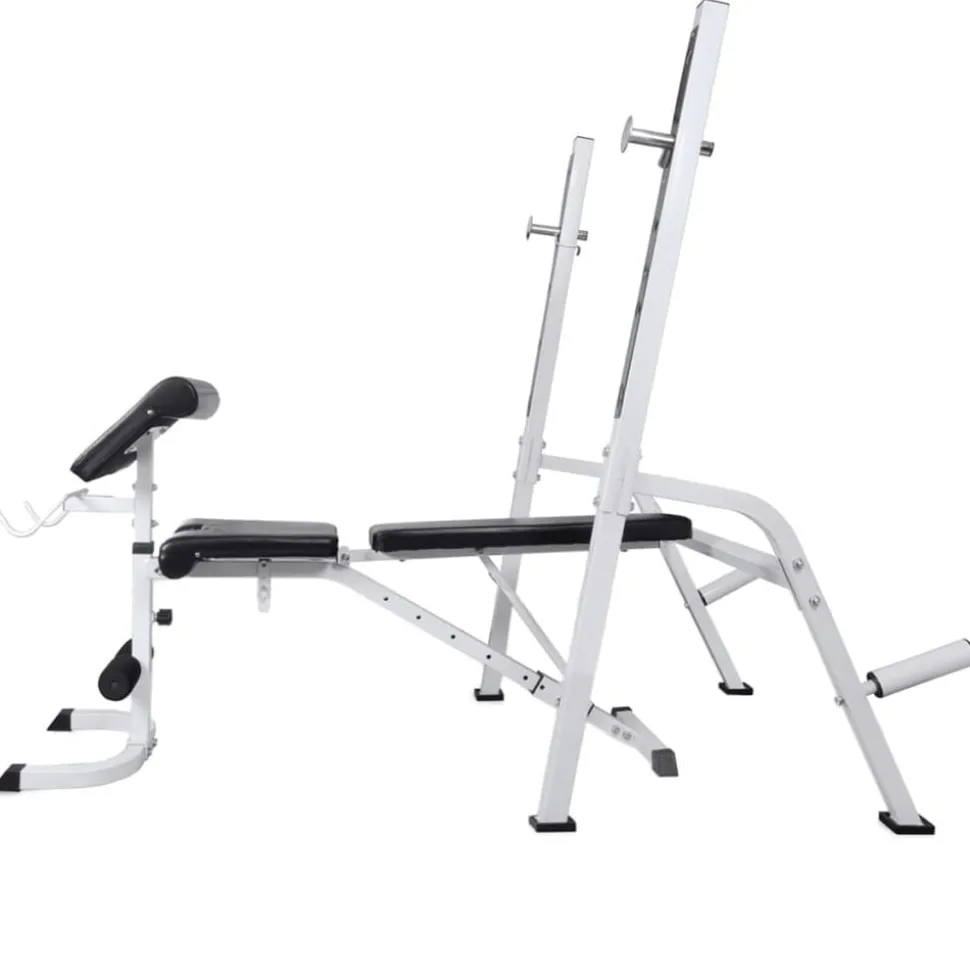 vidaXL Trainingsbank met gewichtenrek en halterset 60,5 kg