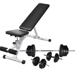 vidaXL Trainingsbank met halterset 60,5 kg