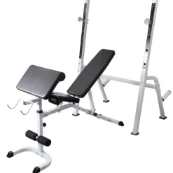 vidaXL Trainingsbank met gewichtenrek en halterset 120 kg