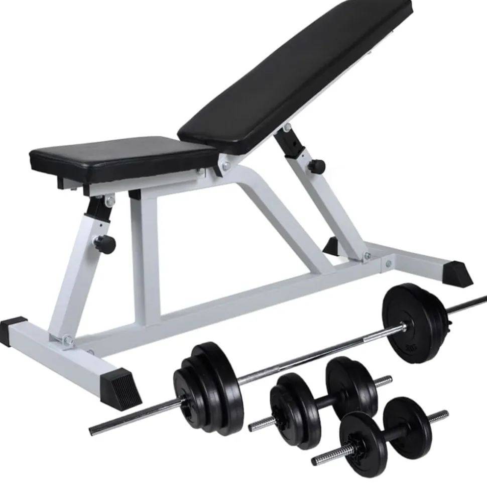 vidaXL Trainingsbank met halterset 30,5 kg