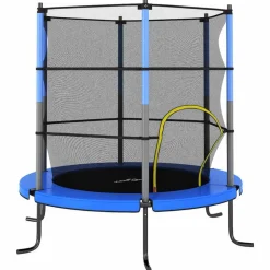vidaXL Trampoline met veiligheidsnet rond 140x160 cm blauw