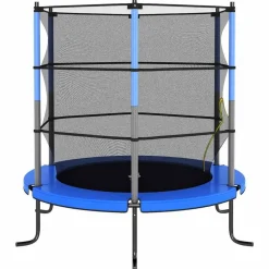 vidaXL Trampoline met veiligheidsnet rond 140x160 cm blauw