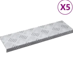 vidaXL Trap Tread Rechthoekig 5 pcs Zilver 60 x 18 x 2,5 cm Aluminium