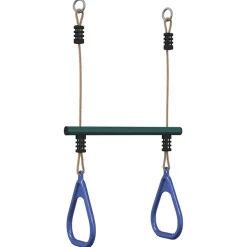 vidaXL Trapezestang en ringen voor kinderen staal blauw en donkergroen