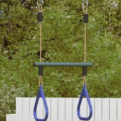 vidaXL Trapezestang en ringen voor kinderen staal blauw en donkergroen