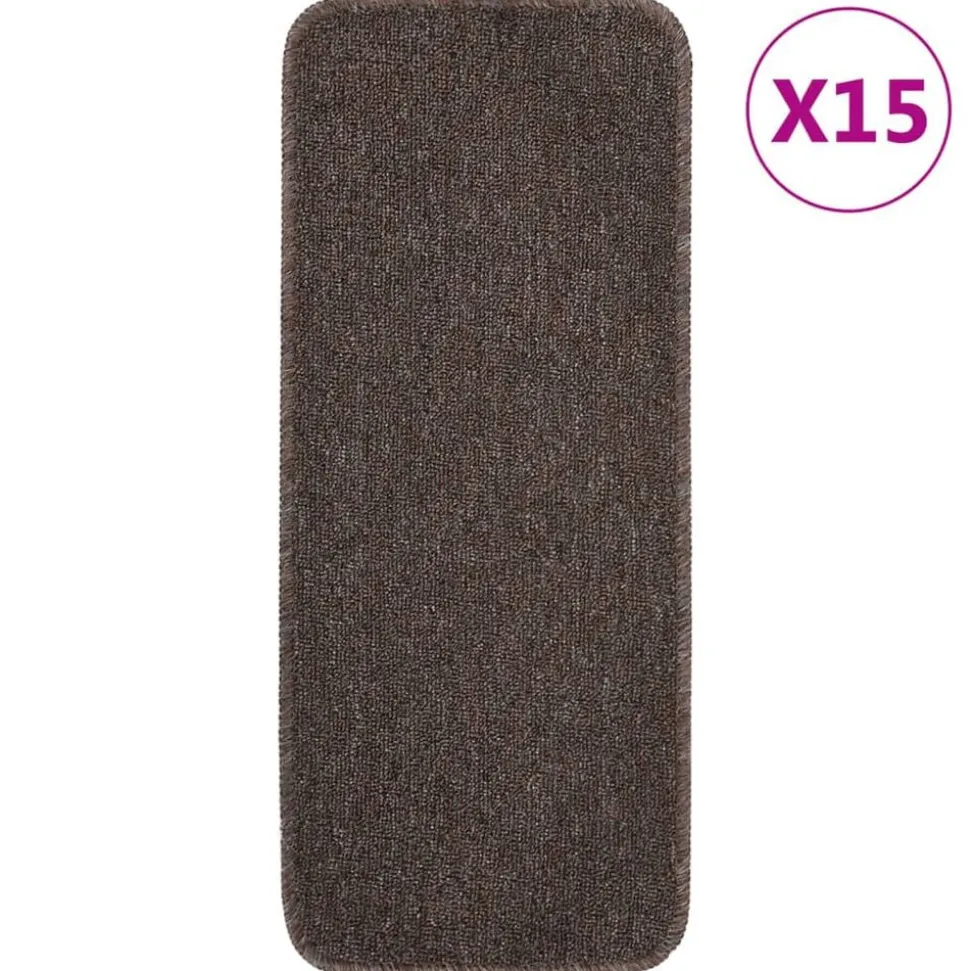 vidaXL Trapmatten 15 st anti-slip rechthoekig 60x25 cm bruin