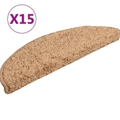 vidaXL Trapmatten 15 st 56x17x3 cm beige halfrond