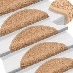 vidaXL Trapmatten 15 st 56x17x3 cm beige halfrond