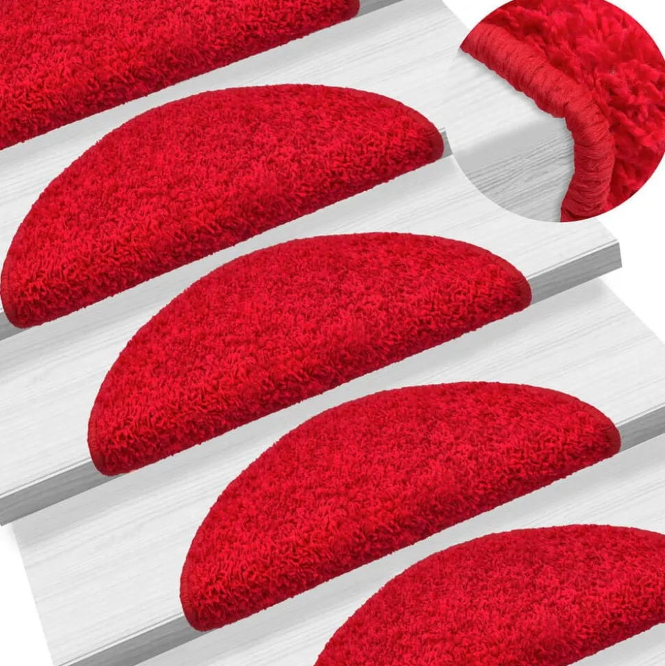 vidaXL Trapmatten 15 st 56x17x3 cm Rood Halfrond