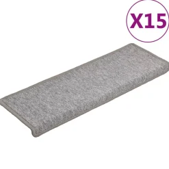 vidaXL Trapmatten 15 st 65x21x4 cm lichtgrijs met rechthoekige rand