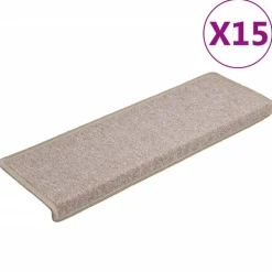 vidaXL Trapmatten 15 st 65x21x4 cm Taupe Rechthoekige Rand