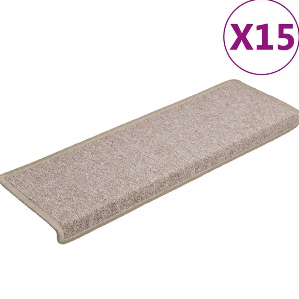 vidaXL Trapmatten 15 st 65x21x4 cm Taupe Rechthoekige Rand