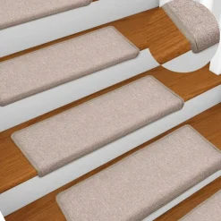vidaXL Trapmatten 15 st 65x21x4 cm Taupe Rechthoekige Rand