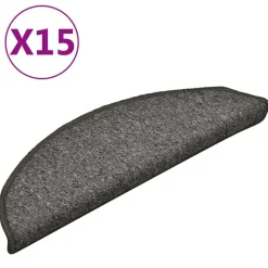 vidaXL Trapmatten 15 st 56x17x3 cm donkergrijs halfrond