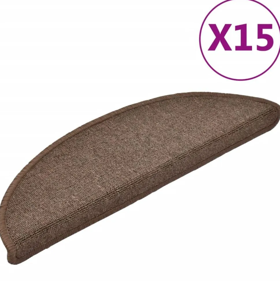 vidaXL Trapmatten 15 st 56x17x3 cm Koffiebruin Halfrond