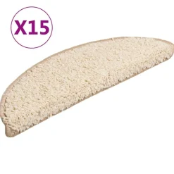 vidaXL Trapmatten 15 st 56x17x3 cm Crème Halfrond
