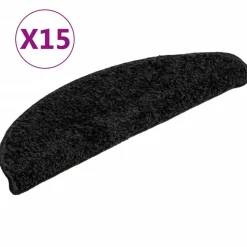 vidaXL Trapmatten 15 st 56x17x3 cm Zwart Halfrond