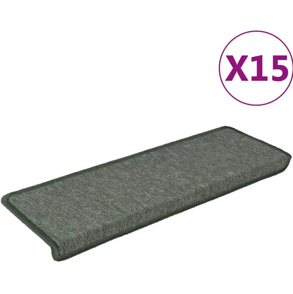 vidaXL Trapmatten 15 st 65x21x4 cm Donkergroen Rechthoekige Rand