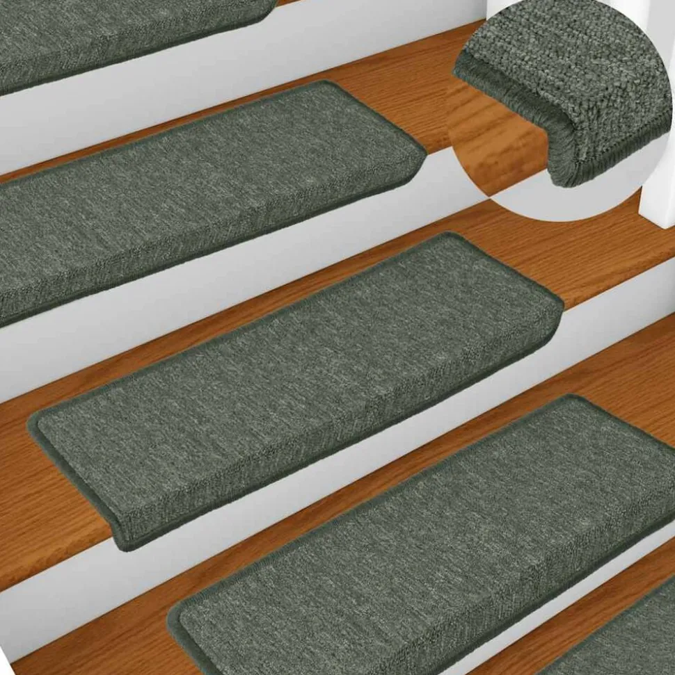 vidaXL Trapmatten 15 st 65x21x4 cm Donkergroen Rechthoekige Rand