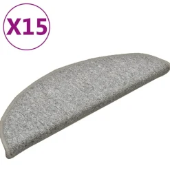 vidaXL Trapmatten 15 st 56x17x3 cm lichtgrijs halfrond