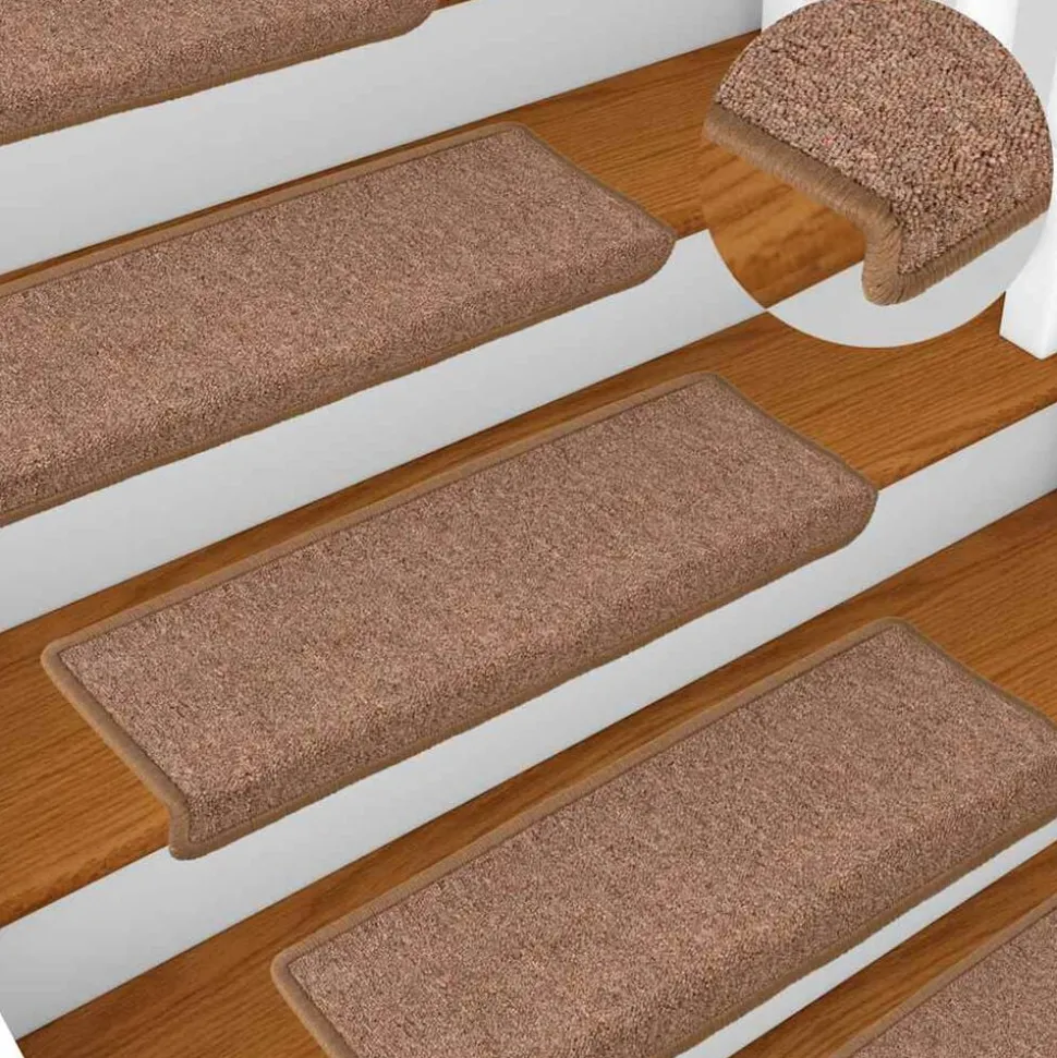 vidaXL Trapmatten 15 st 65x21x4 cm Bruin Rechthoekige Rand