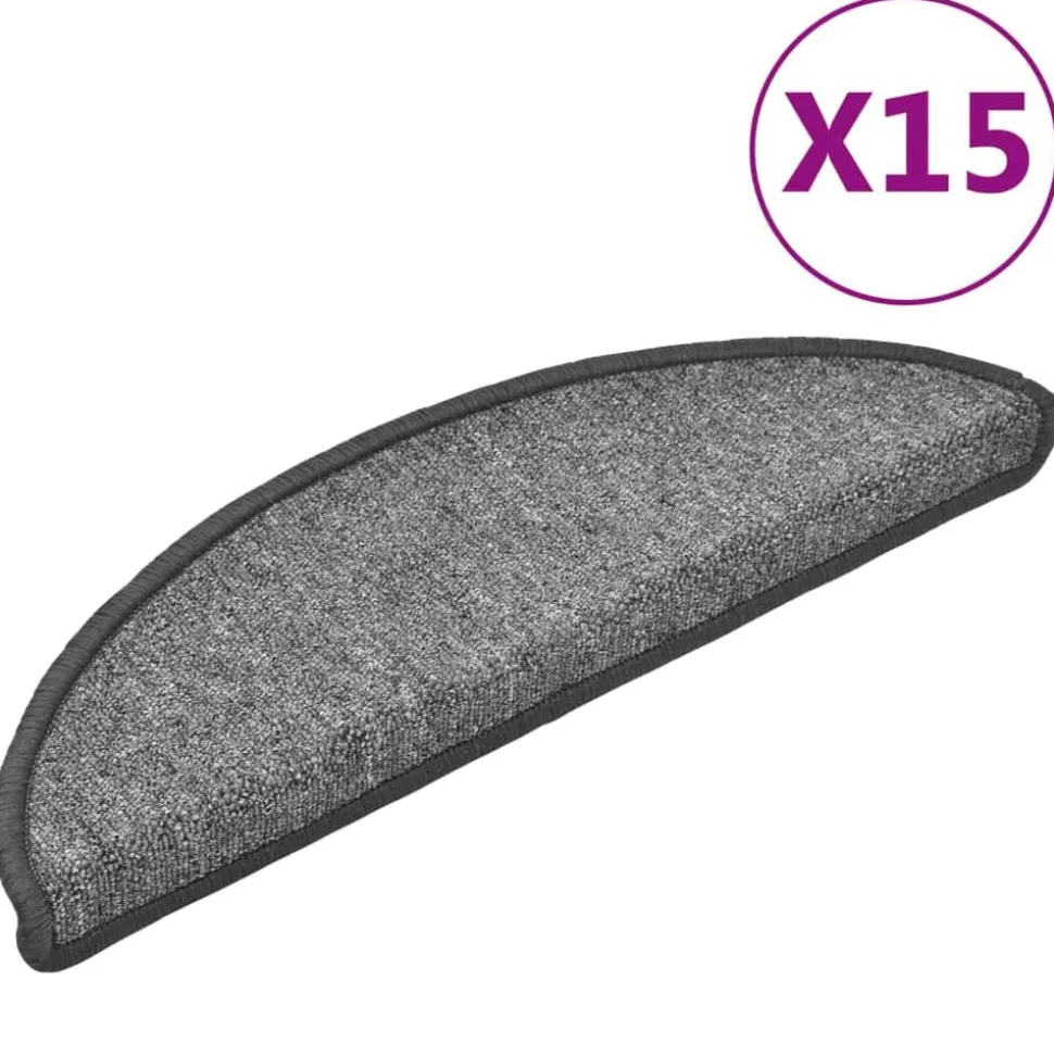 vidaXL Trapmatten 15 st 56x17x3 cm donkergrijs halfrond