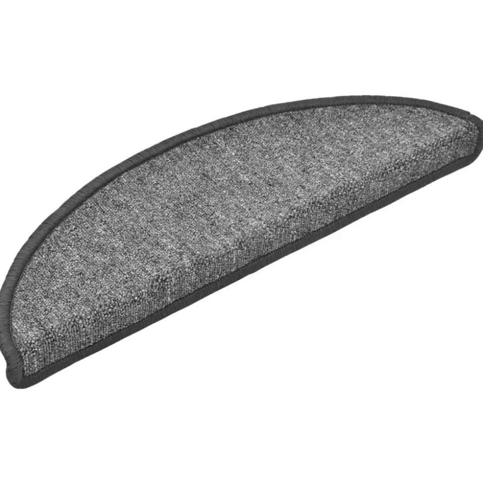 vidaXL Trapmatten 15 st 56x17x3 cm donkergrijs halfrond