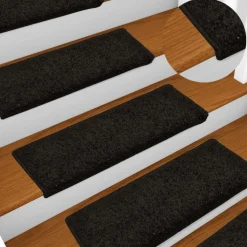 vidaXL Trapmatten 15 st 65x21x4 cm Zwart Rechthoekige Rand