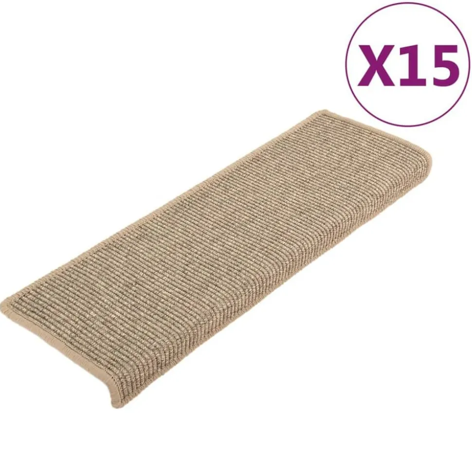 vidaXL Trapmatten 15 st 65x21x4 cm Donkerbeige Rechthoekige Rand