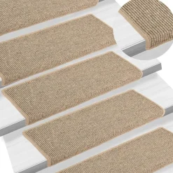 vidaXL Trapmatten 15 st 65x21x4 cm Donkerbeige Rechthoekige Rand