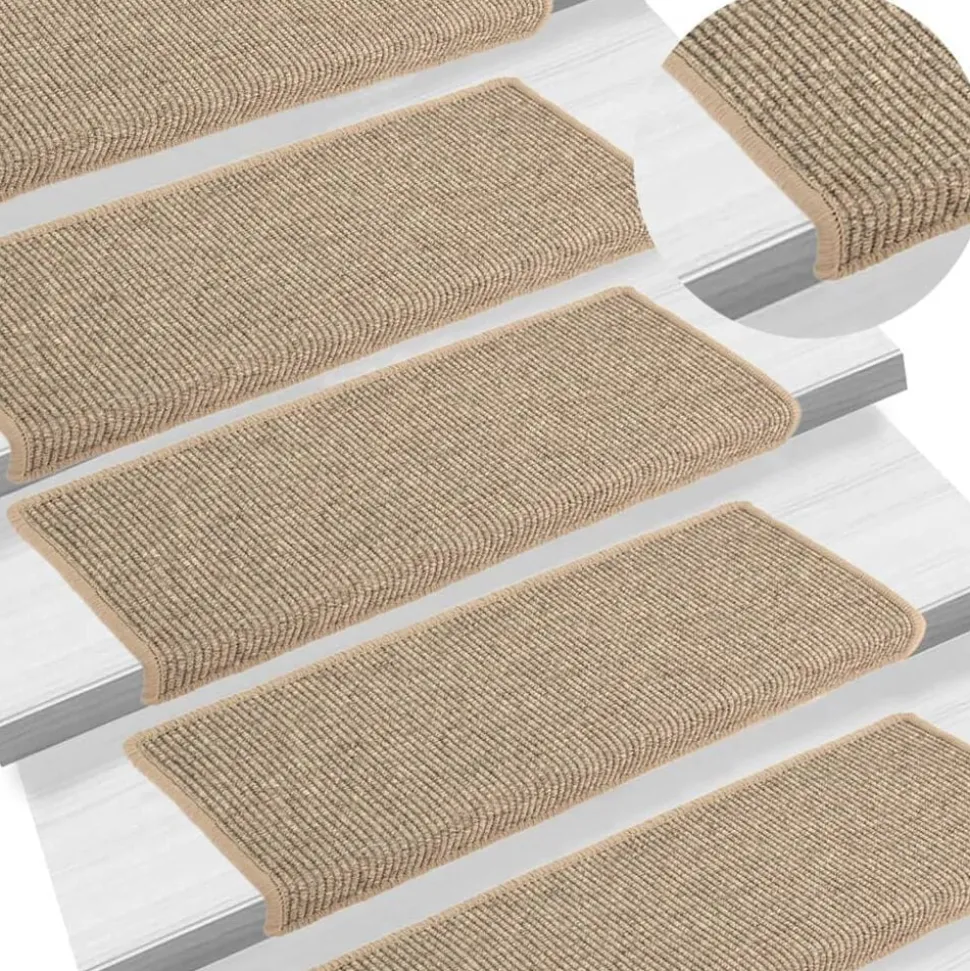 vidaXL Trapmatten 15 st 65x21x4 cm Donkerbeige Rechthoekige Rand