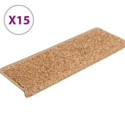 vidaXL Trapmatten 15 st 65x21x4 cm beige rechthoekige rand