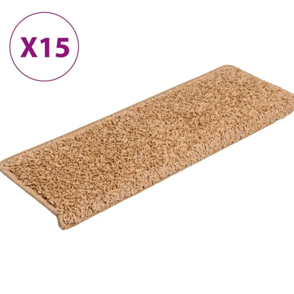 vidaXL Trapmatten 15 st 65x21x4 cm beige rechthoekige rand