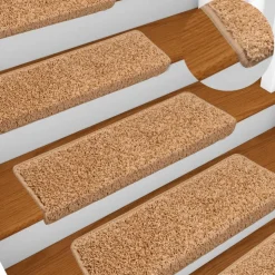 vidaXL Trapmatten 15 st 65x21x4 cm beige rechthoekige rand