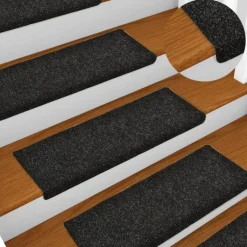 vidaXL Trapmatten Zelfklevend 15 stuks 65x21x4 cm Zwart Rechthoekige Rand