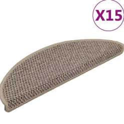 vidaXL Trapmatten zelfklevend 15 st sisal-look 56x17x3 cm donkerbeige
