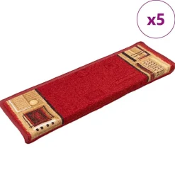 vidaXL Trapmatten zelfklevend 5 st 65x21x4 cm rood