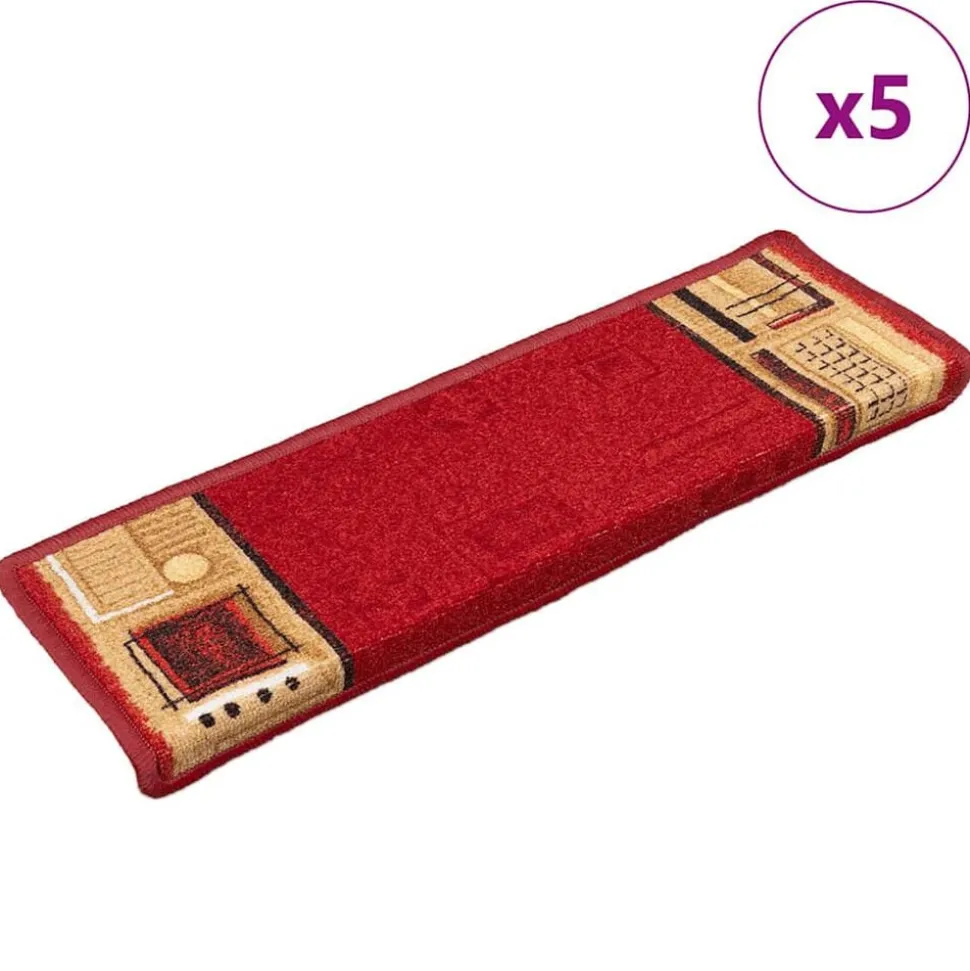vidaXL Trapmatten zelfklevend 5 st 65x21x4 cm rood