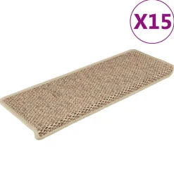 vidaXL Trapmatten zelfklevend 15 st sisal-look 65x21x4 cm zandkleurig