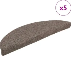vidaXL Trapmatten Zelfklevend 5 stuks 56x17x3 cm Beige Halfrond